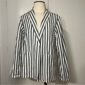 Vintage 80s Gray Striped Light weight Cotton Blazer Deadstock Size Medium